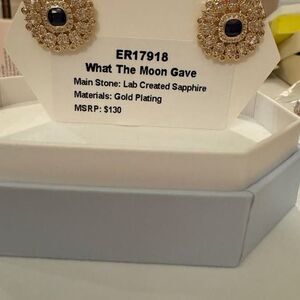 Bomb Party Studs Earrings - ER17918 - "What the Moon Gave" Sapphire on Gold